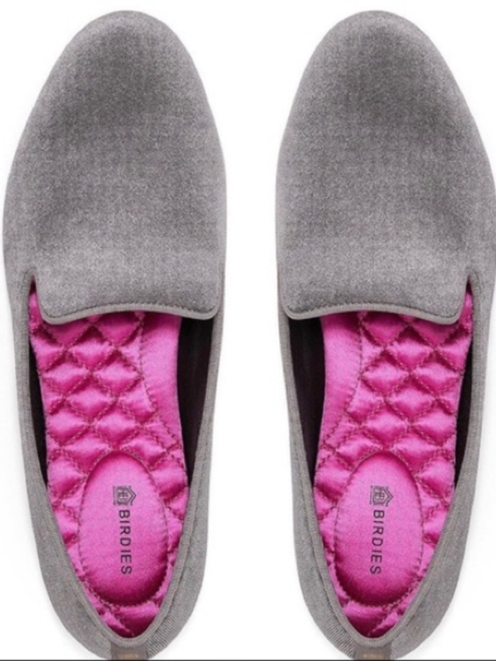 Birdies The Starling Velvet Loafers Grey/Stone Size 7